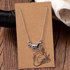 2/$30🌵 Horse Necklace Western Farm Silver Faux Hair Jewelry Rodeo Cowgirl NEW